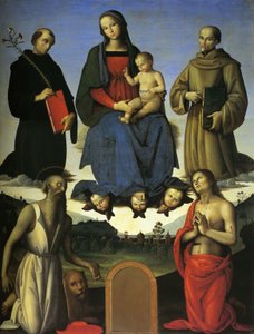 Tezi Altarpiece (Virgin with Child, Saint Nicholas of Tolentino and Saint Bernardino of Siena) by Pietro Perugino